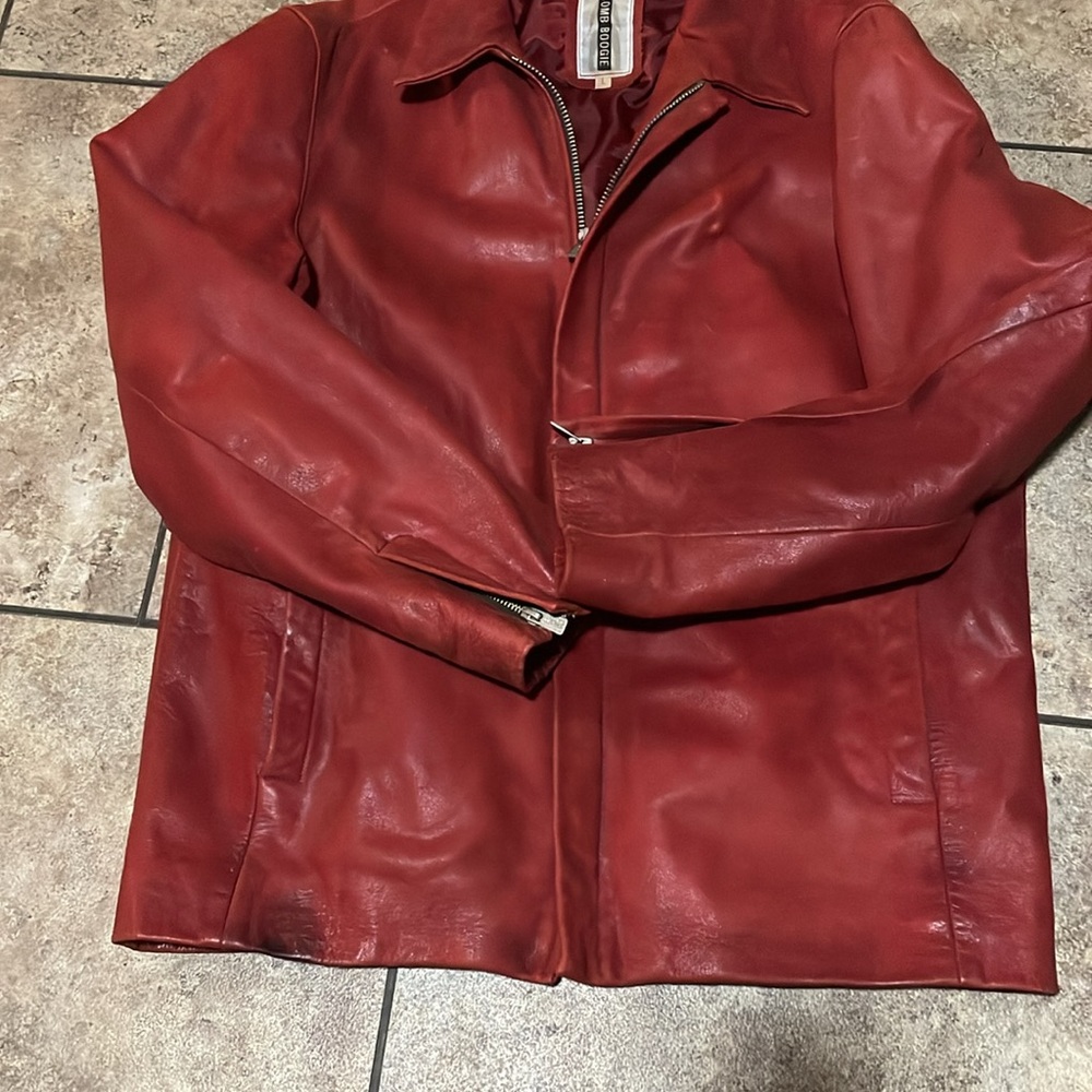 Vintage Bomb Boogie Fight Club Leather Jacket Size Large - Picture 3 of 16